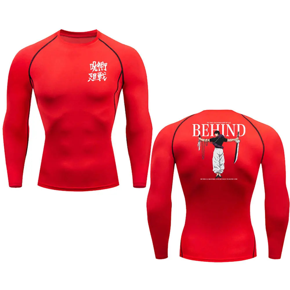 Anime Compression Shirt Men Print Breathable Football Fitness Tight Sportswear Althletic Quick Dry Rash Guard Gym Riding Tops