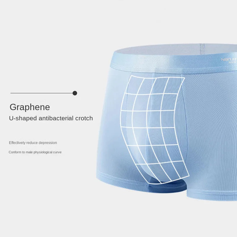 4pcs Boxer Shorts Men's Ice Silk Underwear Male Underpants Breathable Sexy Thin Panties U Convex Lingerie Wholesale Lots L-6XL