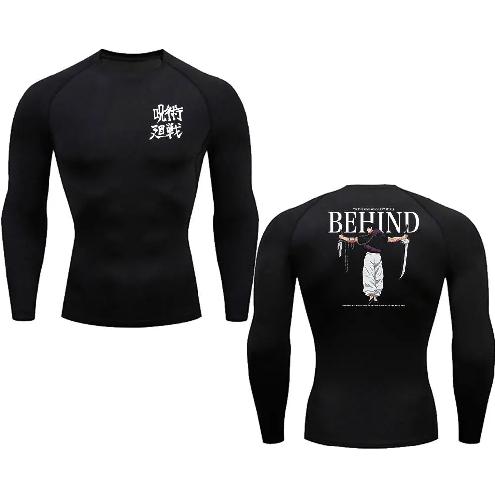 Anime Compression Shirt Men Print Breathable Football Fitness Tight Sportswear Althletic Quick Dry Rash Guard Gym Riding Tops