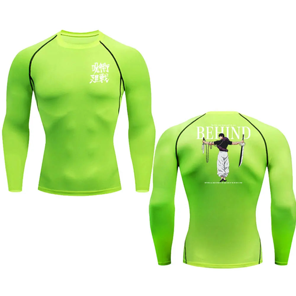 Anime Compression Shirt Men Print Breathable Football Fitness Tight Sportswear Althletic Quick Dry Rash Guard Gym Riding Tops