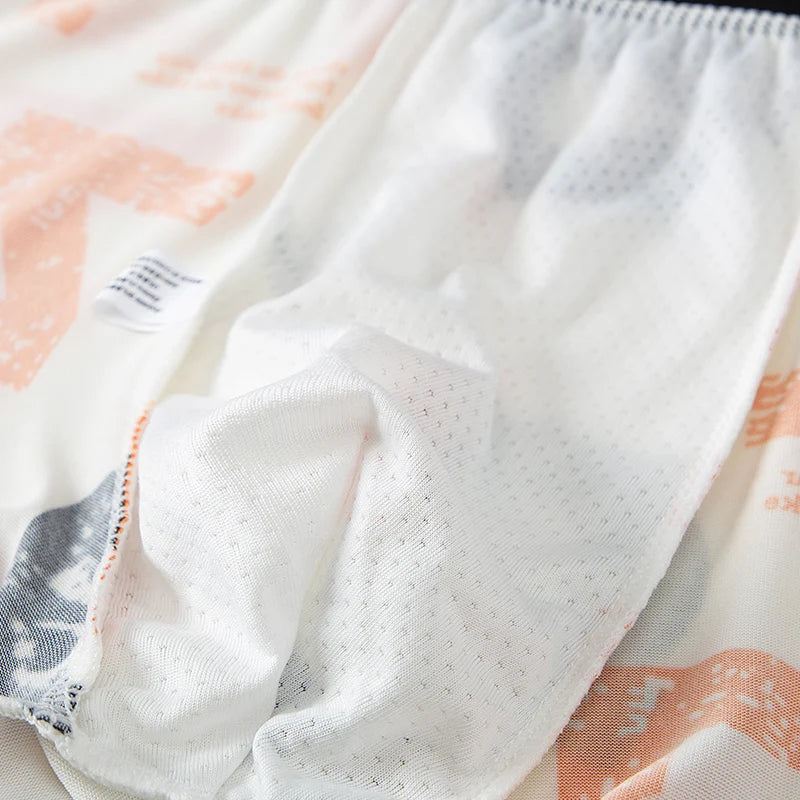 4/10 Piece Men's To Teenagers' Parent-child Underwear Simple And Fashionable Printed Boyshort Joker Casual Elastic Waist Shorts