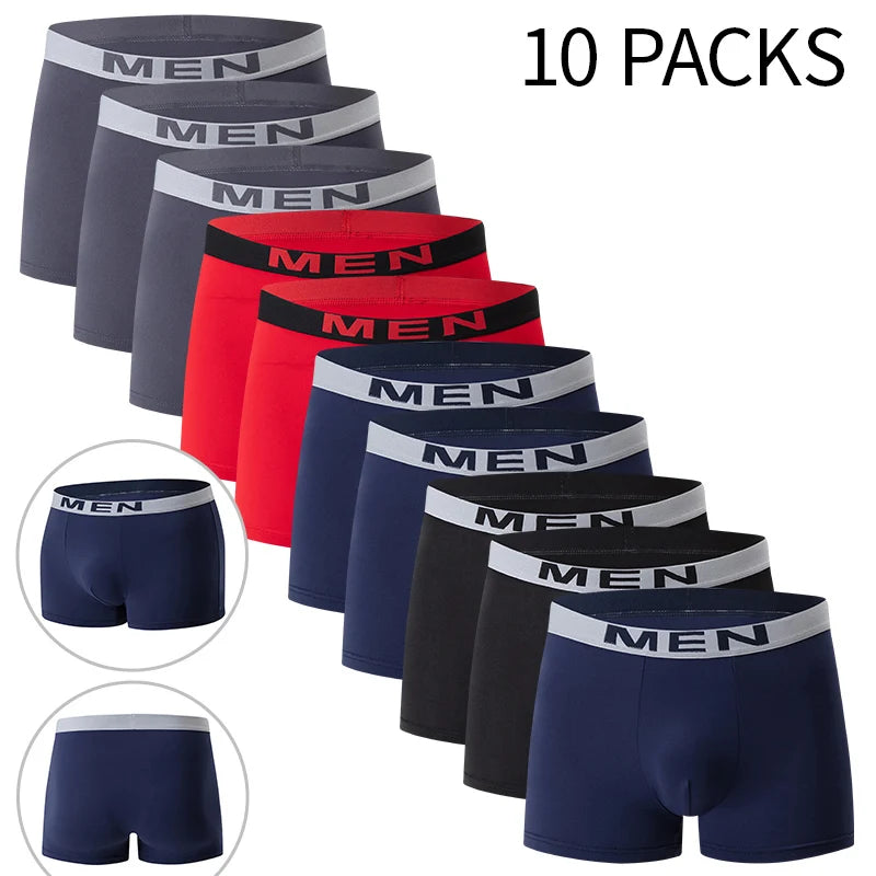4/10 Piece Men's To Teenagers' Parent-child Underwear Simple And Fashionable Printed Boyshort Joker Casual Elastic Waist Shorts