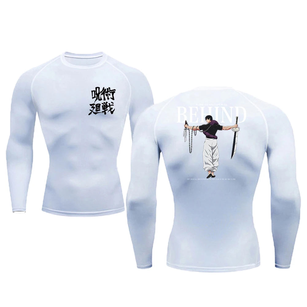 Anime Compression Shirt Men Print Breathable Football Fitness Tight Sportswear Althletic Quick Dry Rash Guard Gym Riding Tops
