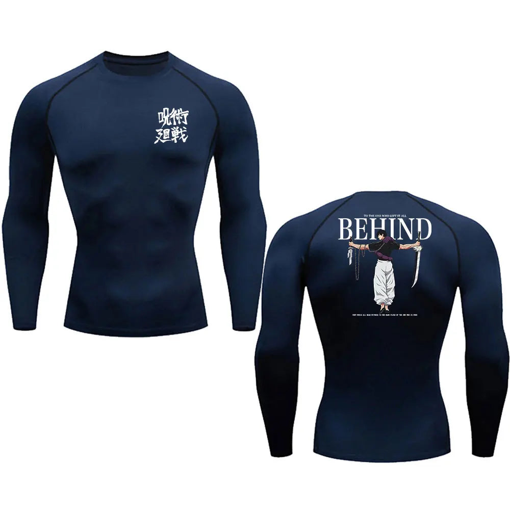 Anime Compression Shirt Men Print Breathable Football Fitness Tight Sportswear Althletic Quick Dry Rash Guard Gym Riding Tops