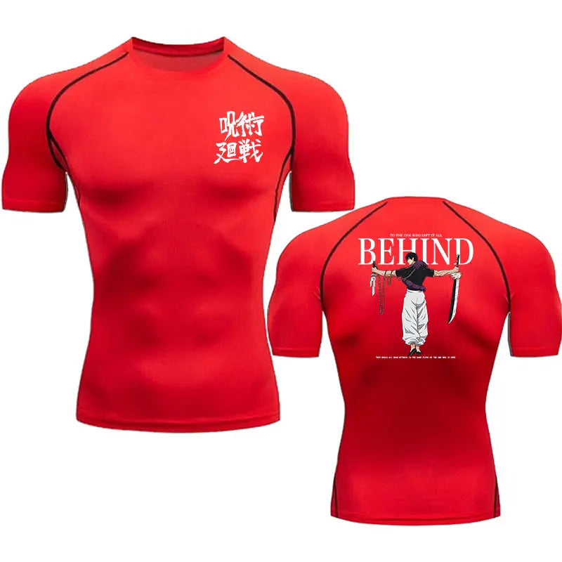 Anime Compression Shirt Men Print Breathable Football Fitness Tight Sportswear Althletic Quick Dry Rash Guard Gym Riding Tops