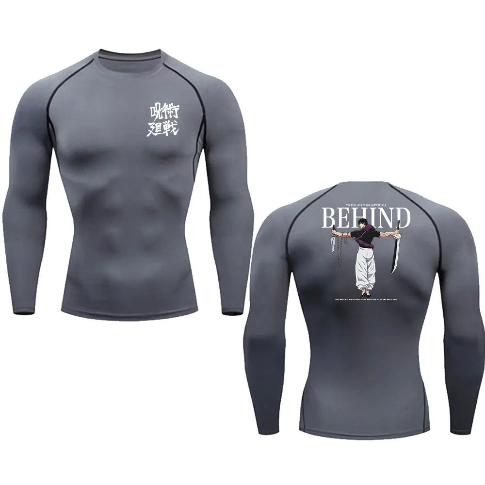 Anime Compression Shirt Men Print Breathable Football Fitness Tight Sportswear Althletic Quick Dry Rash Guard Gym Riding Tops