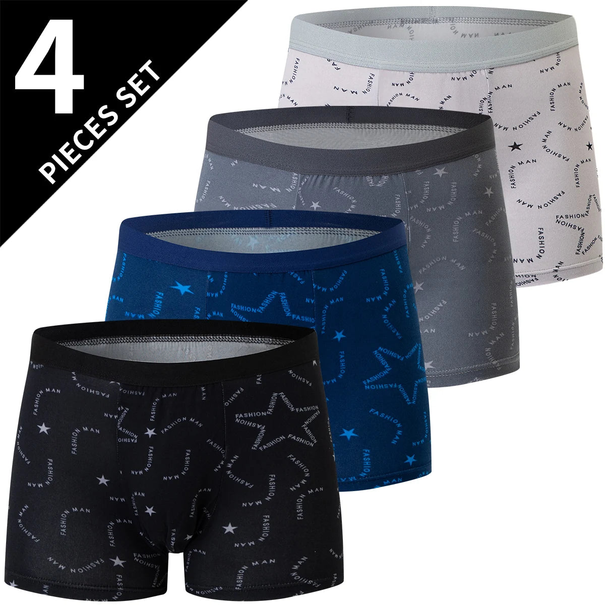 4/10 Piece Men's To Teenagers' Parent-child Underwear Simple And Fashionable Printed Boyshort Joker Casual Elastic Waist Shorts